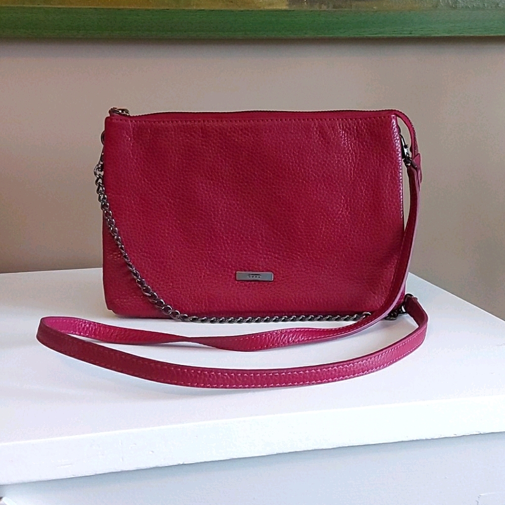 Ecco | NWOT Leather purse, graphite chain